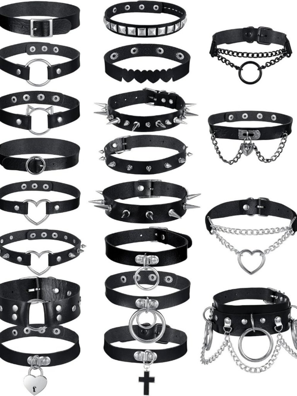 20 Pcs Punk Leather Choker Necklaces Set for Women - Stylish Boho Accessories